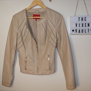 GUESS Faux Leather perforate sleek Zip up moto jacket